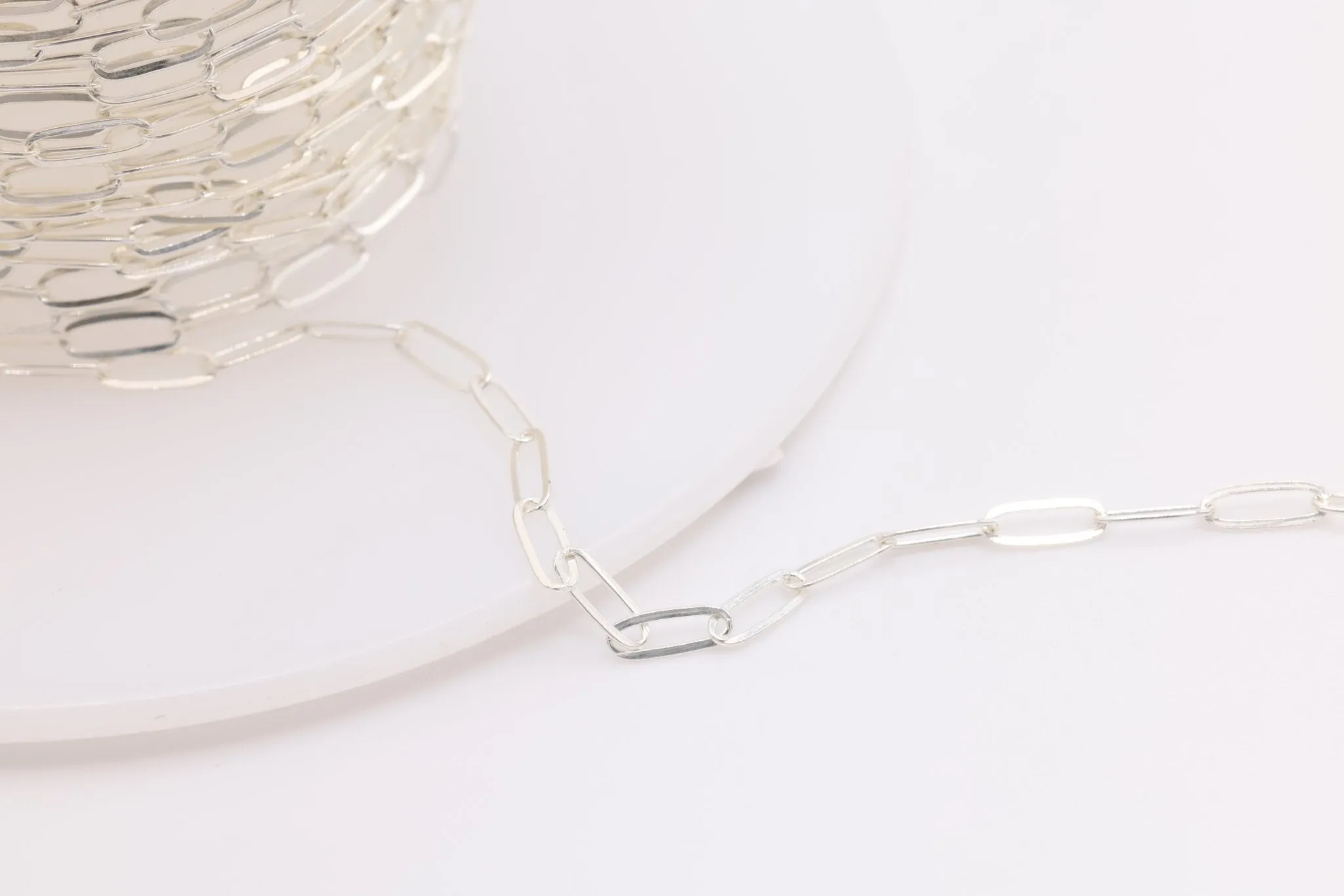 2mm Drawn Flat Cable Chain, Gold-Filled or Sterling Silver, Footage Rectangle Chain Link Paperclip Chain Wholesale