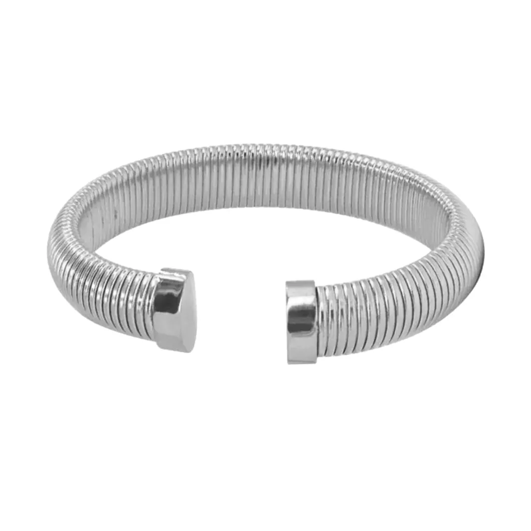 80's Style Silver Open Bracelet