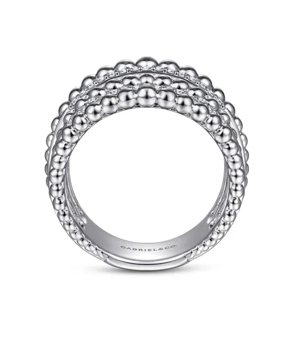 925 Sterling Silver White Sapphire Wide Bujukan Ring