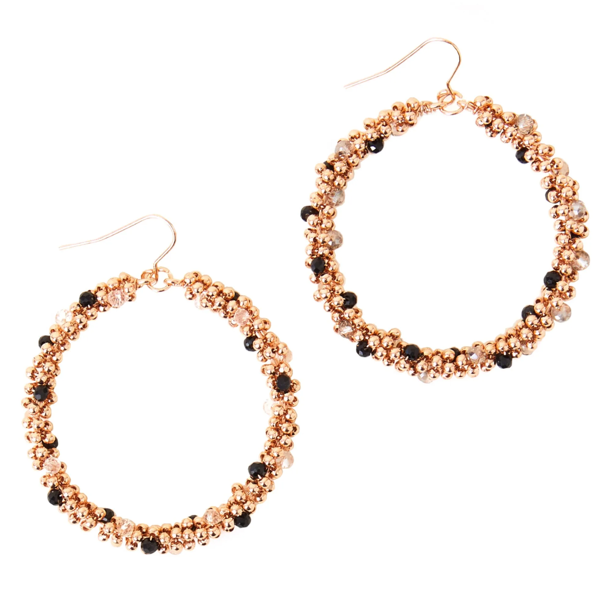 Accessorize London Women's Gold Chunky Bead Hoop Earrings