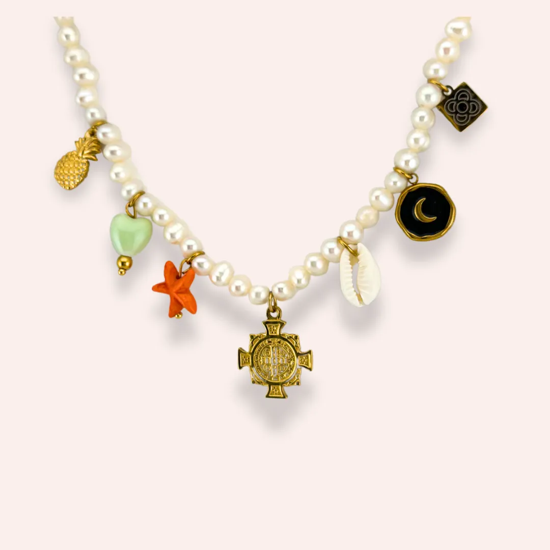 Augusta Pearl Charm necklace