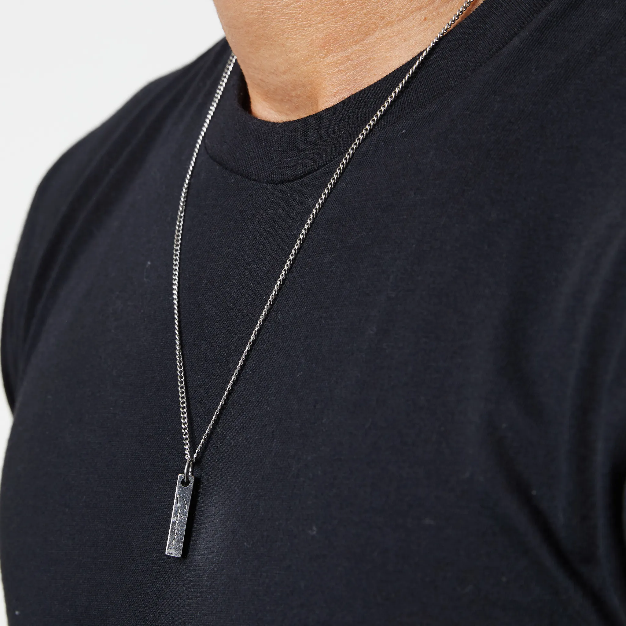 Bar Pendant Necklace | Silver