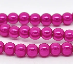 Beads Glass Round Pearl Painted 8mm Strand 16 Fuchsia