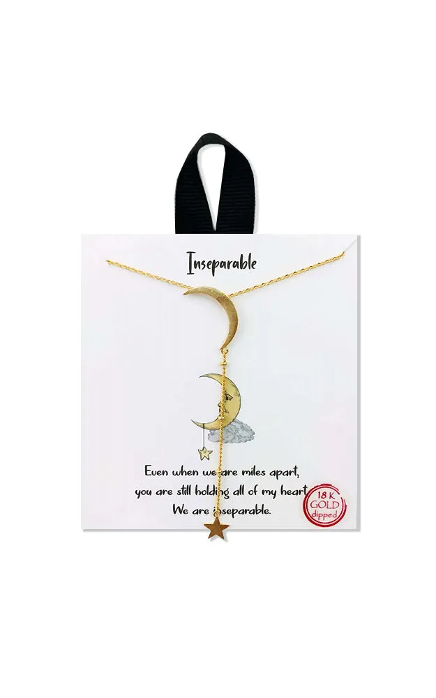 BJNA020GD Gold "Inseparable" (Moon & Star) Pendant Necklace