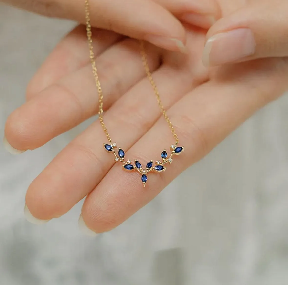 Blue Leaf Necklace