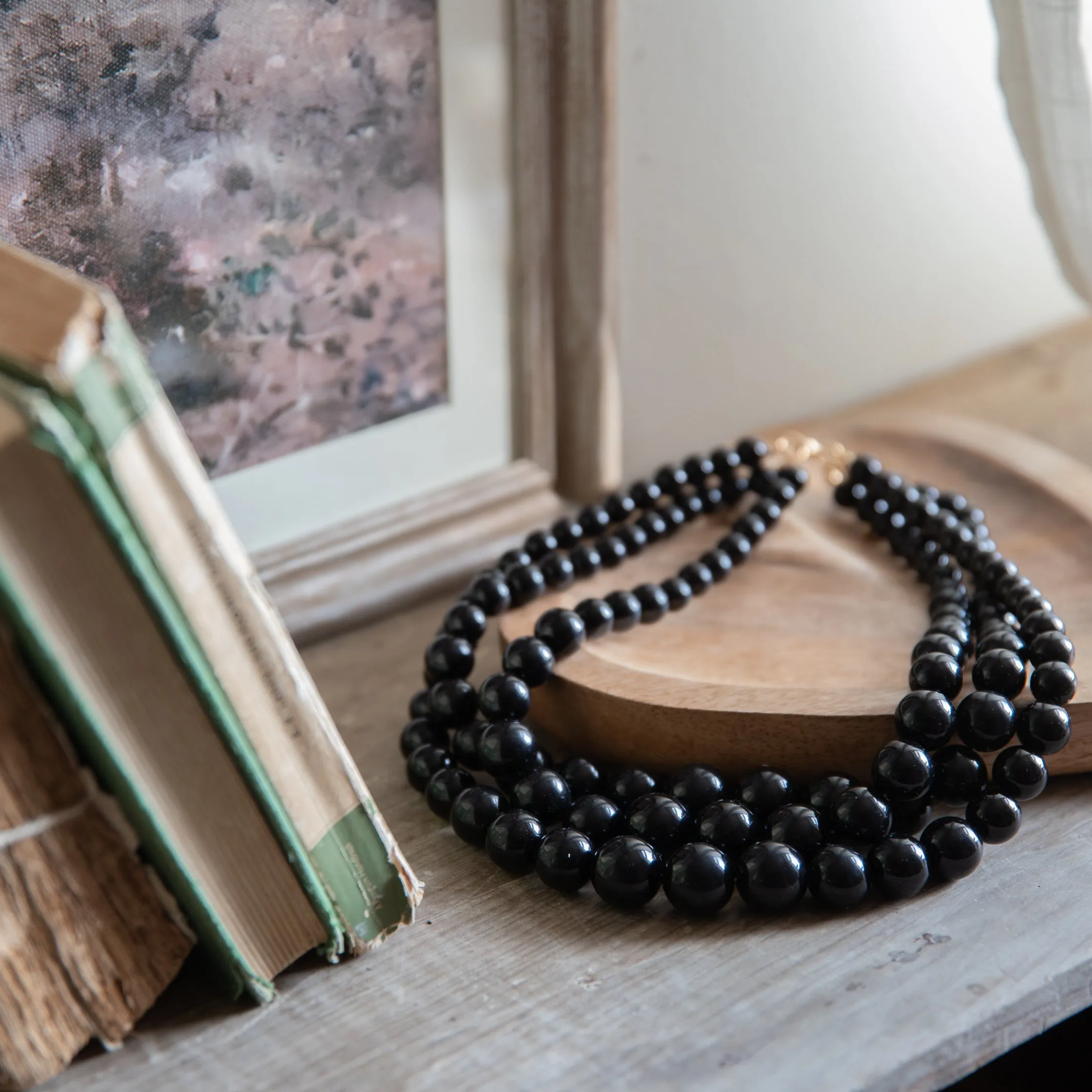 CHALK Three Strand Necklace - Black or Pearl