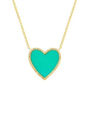 Clara Turquoise   Diamond Heart Necklace 14K