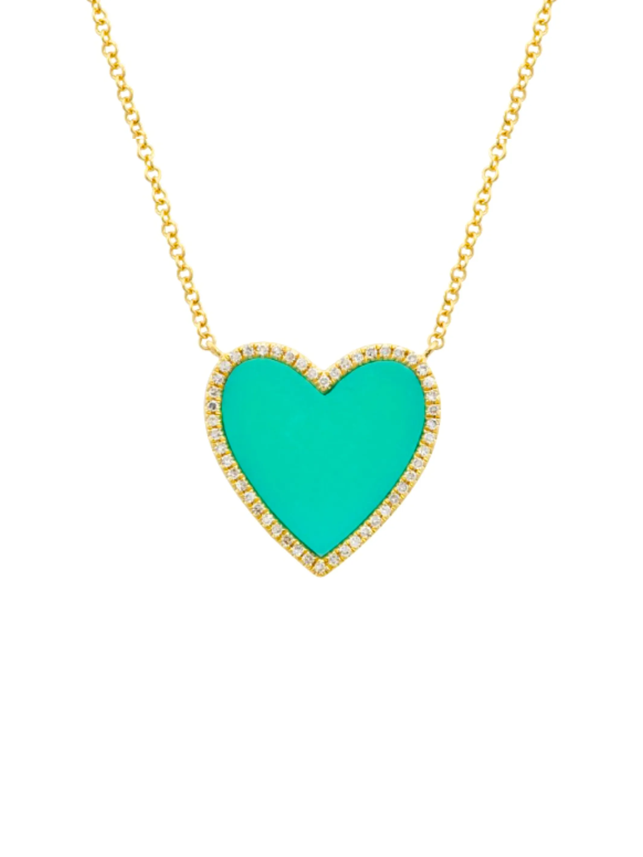 Clara Turquoise   Diamond Heart Necklace 14K
