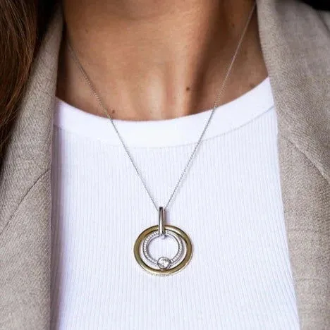 Cubic Zirconia Double Circle Pendant
