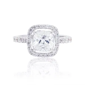 Cushion Halo Solitaire Ring