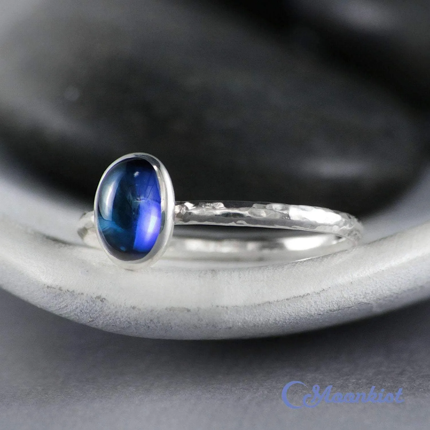 Dainty Oval Blue Sapphire Promise Ring | Moonkist Designs