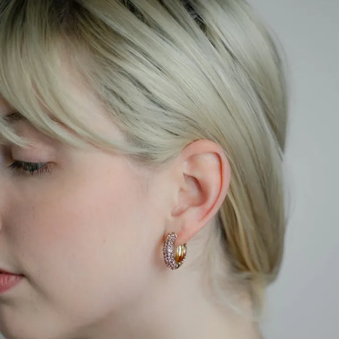 Darling Diva Lavender Crystal Hoops
