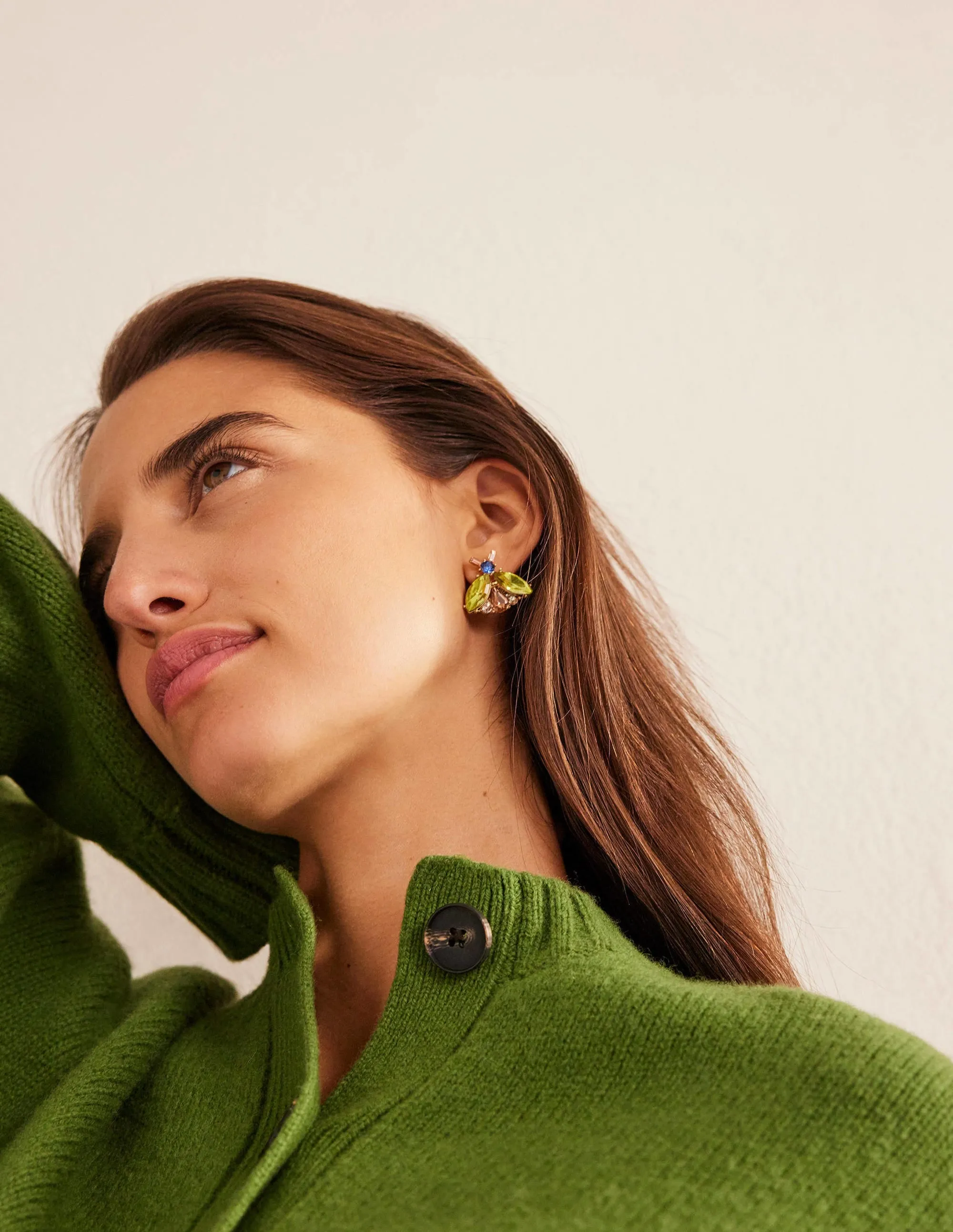 Embellished Bee Stud Earrings-Blue & Pink