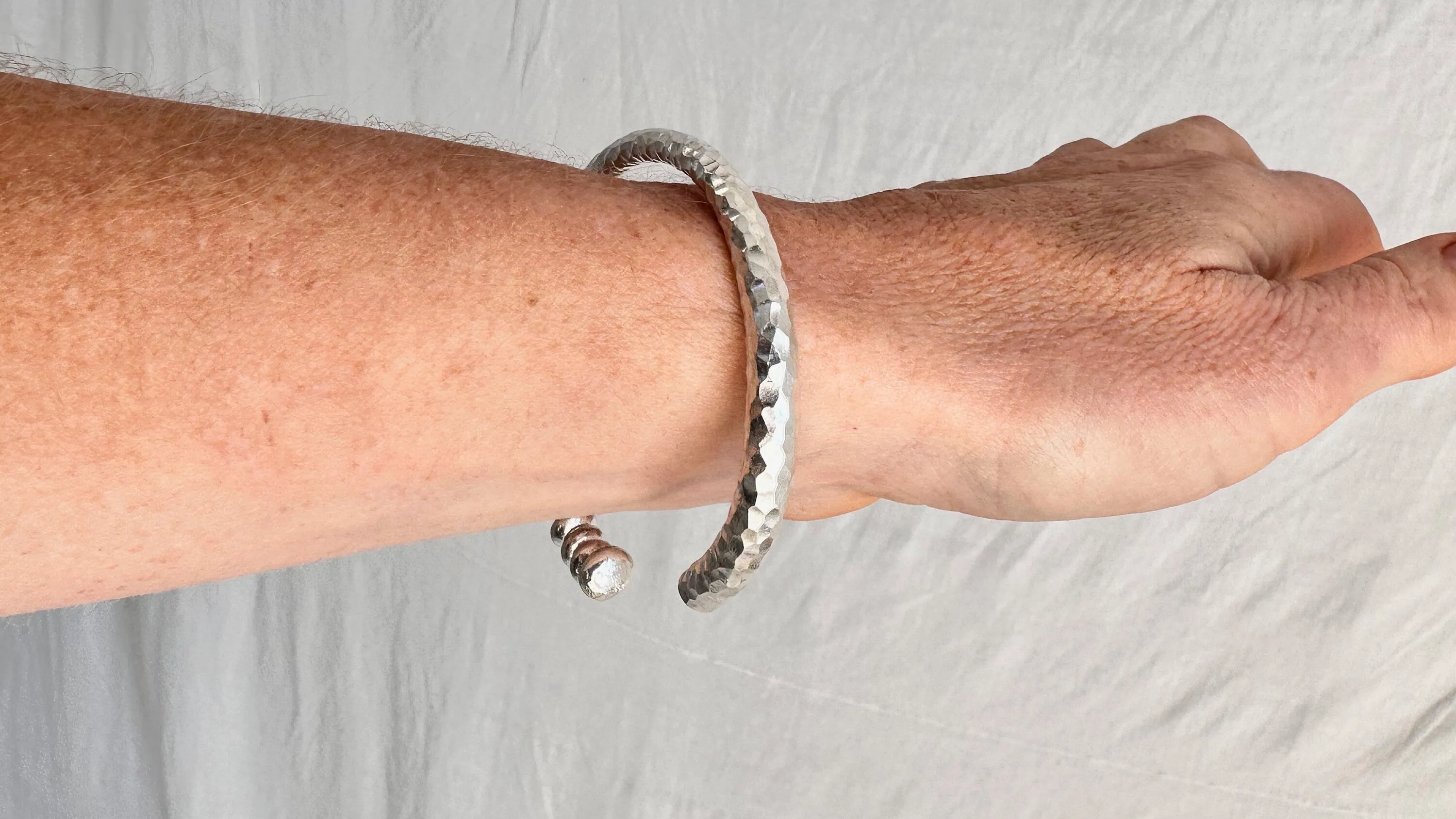Fine Silver Bangle from the Karen Hill Tribe of Thailand.