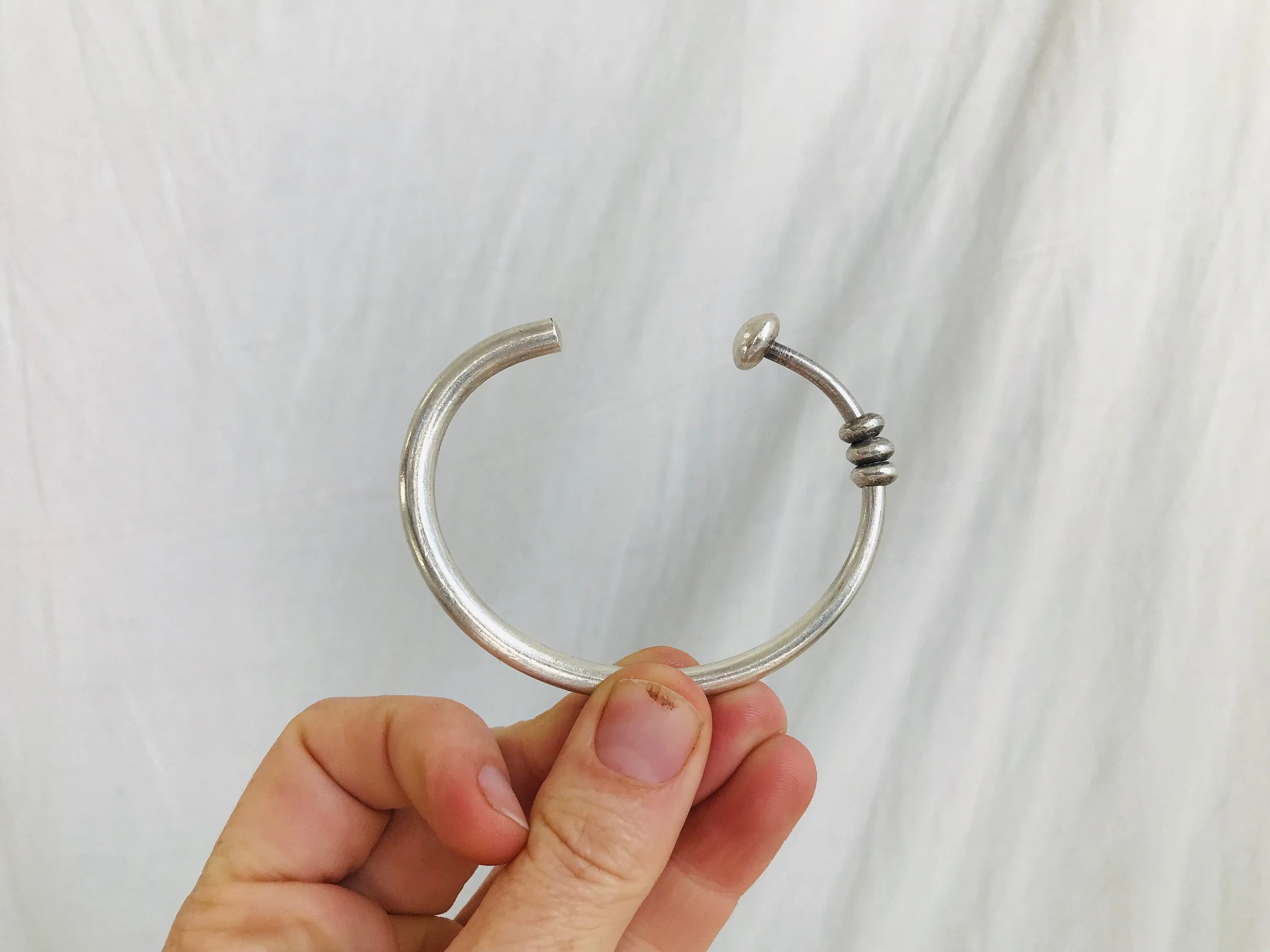Fine Silver Bangle from the Karen Hill Tribe of Thailand