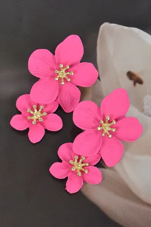 Fuchsia Flower Dangling Earrings