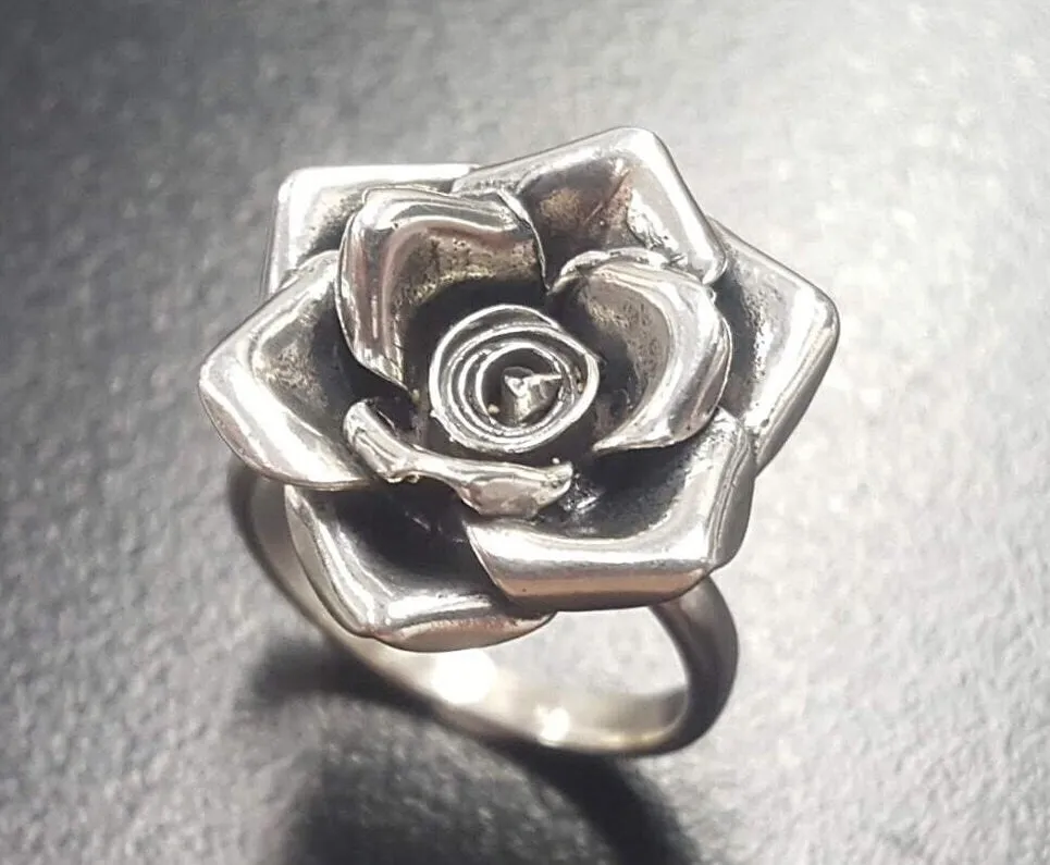 Large Rose Ring - Statement Flower Ring - Vintage Cocktail Ring