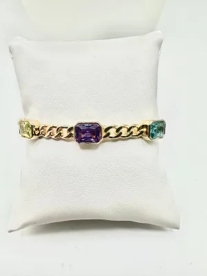 Multi Stone Bangle Link Bracelet