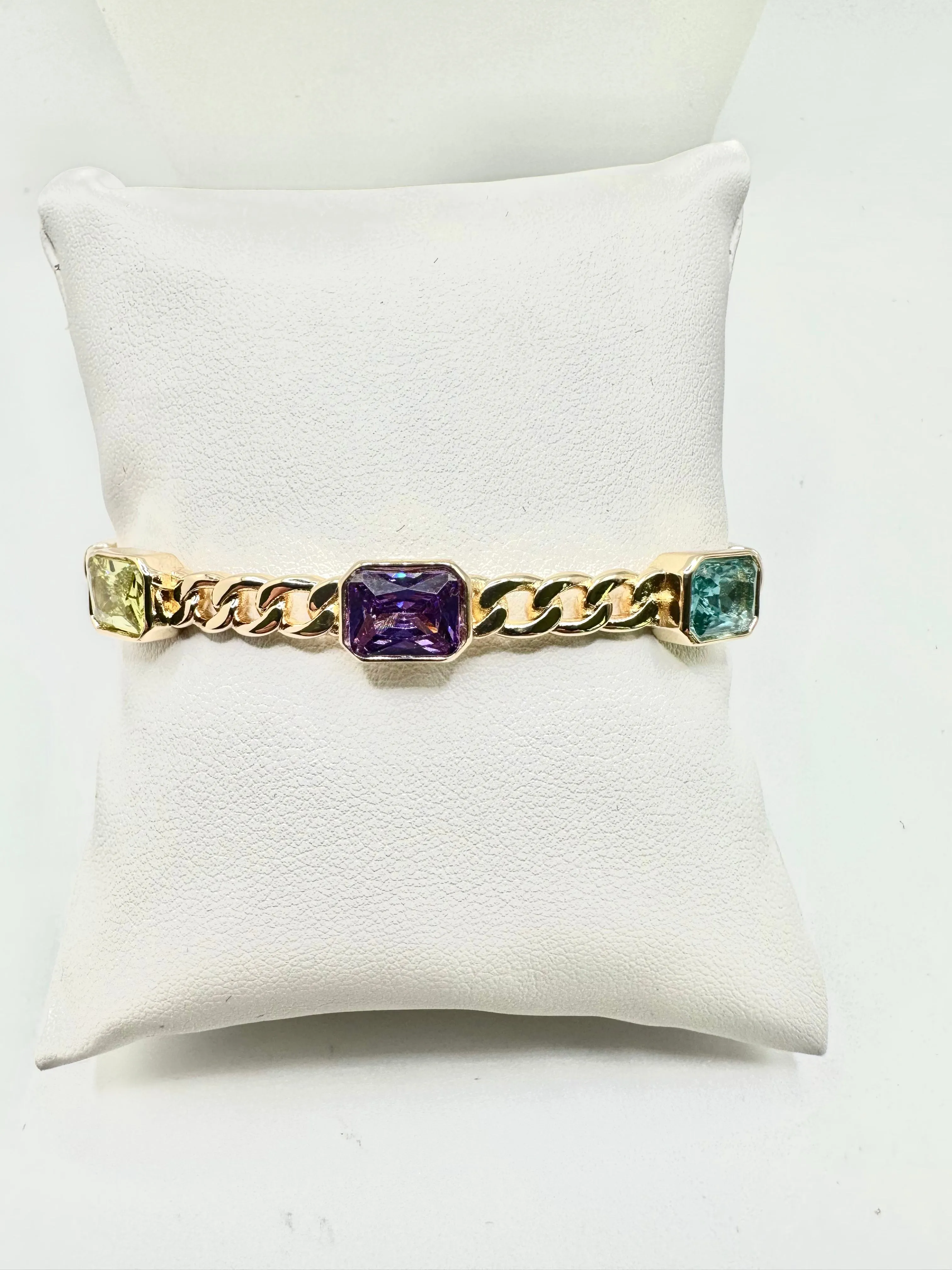 Multi Stone Bangle Link Bracelet