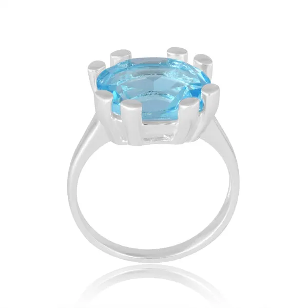 Noa Claw Ring - Sterling Silver Blue Topaz