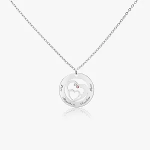 Pendentif circulaire avec cœur et diamant personnalisable (638)