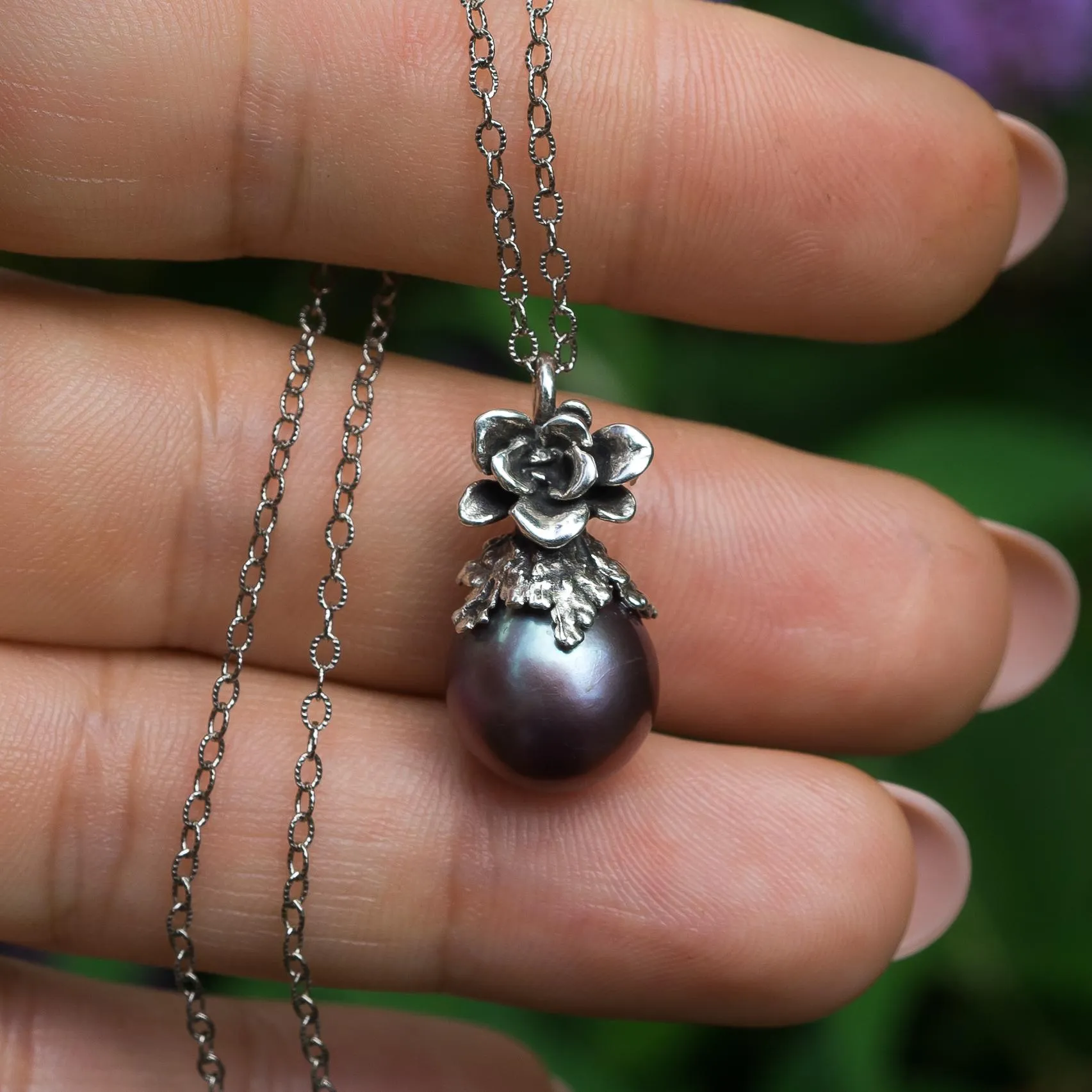 Purple Edison Pearl Silver Pendant