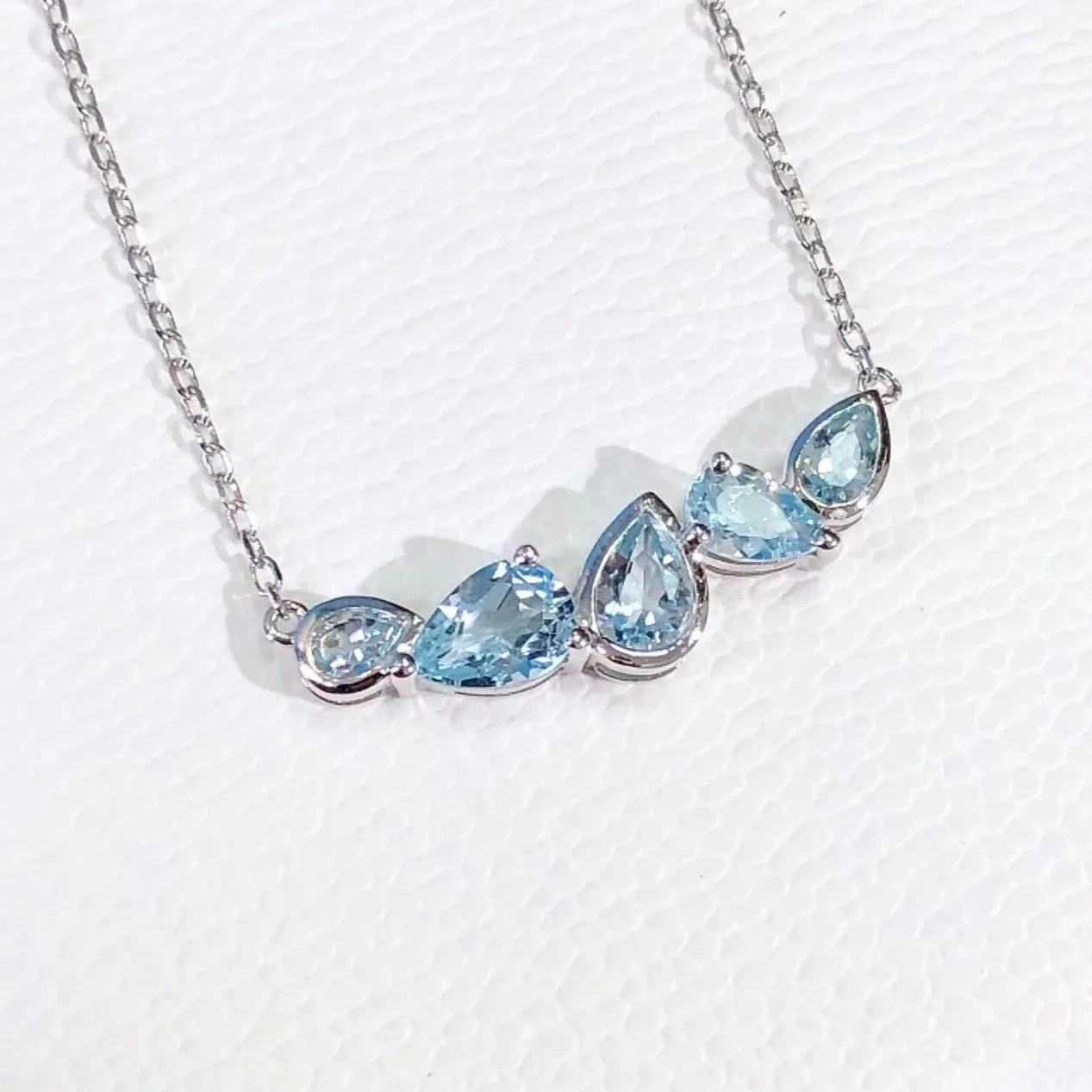 "Kaley" - Minimalist 925 Sterling Silver Aquamarine CZ Bridal Necklace