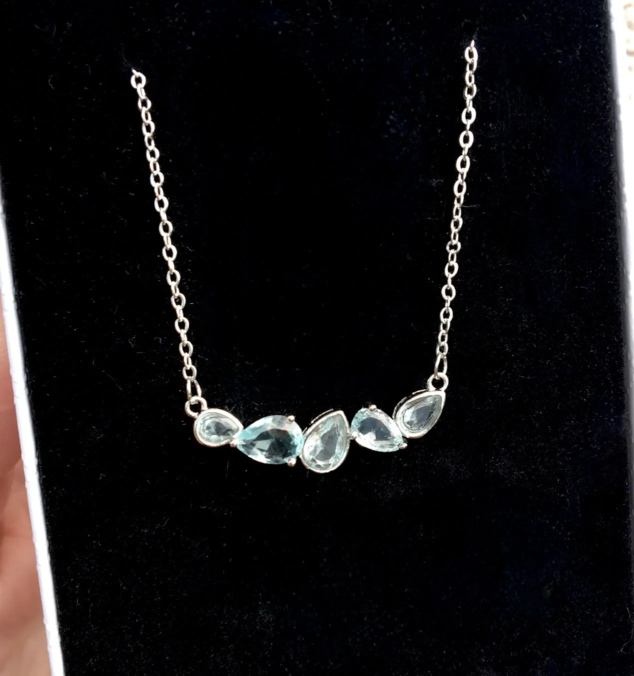 "Kaley" - Minimalist 925 Sterling Silver Aquamarine CZ Bridal Necklace