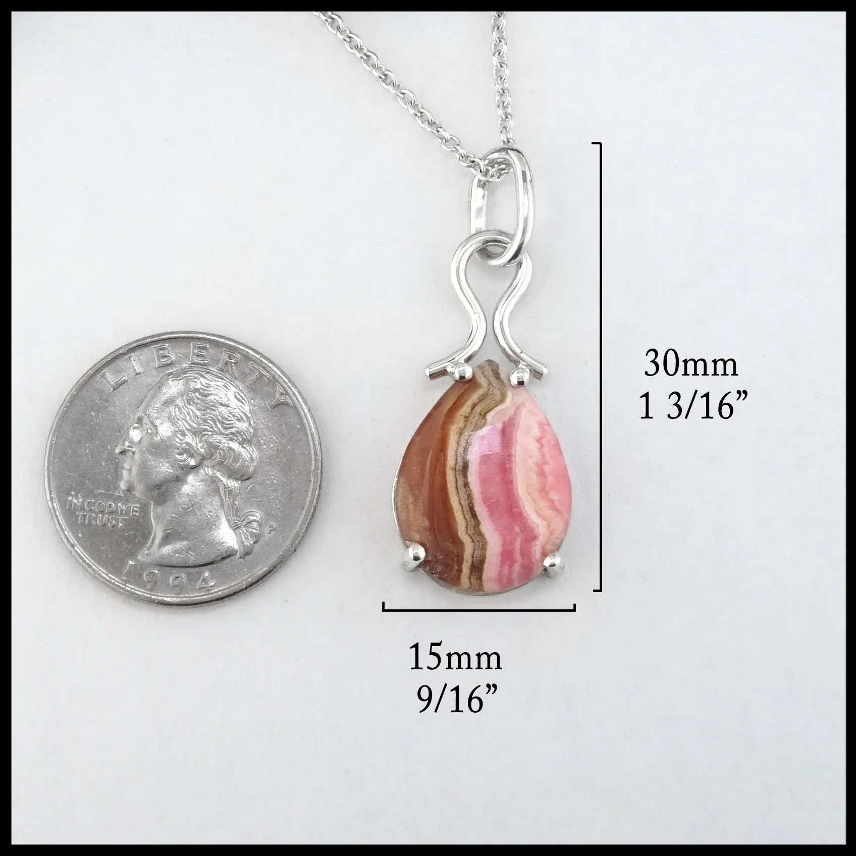 Rhodochrosite Pendant in Silver