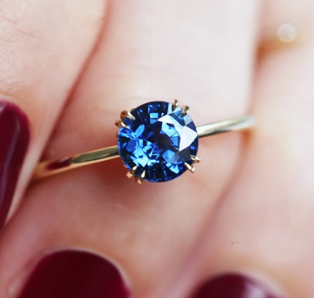 Selena Round Blue Sapphire Ring