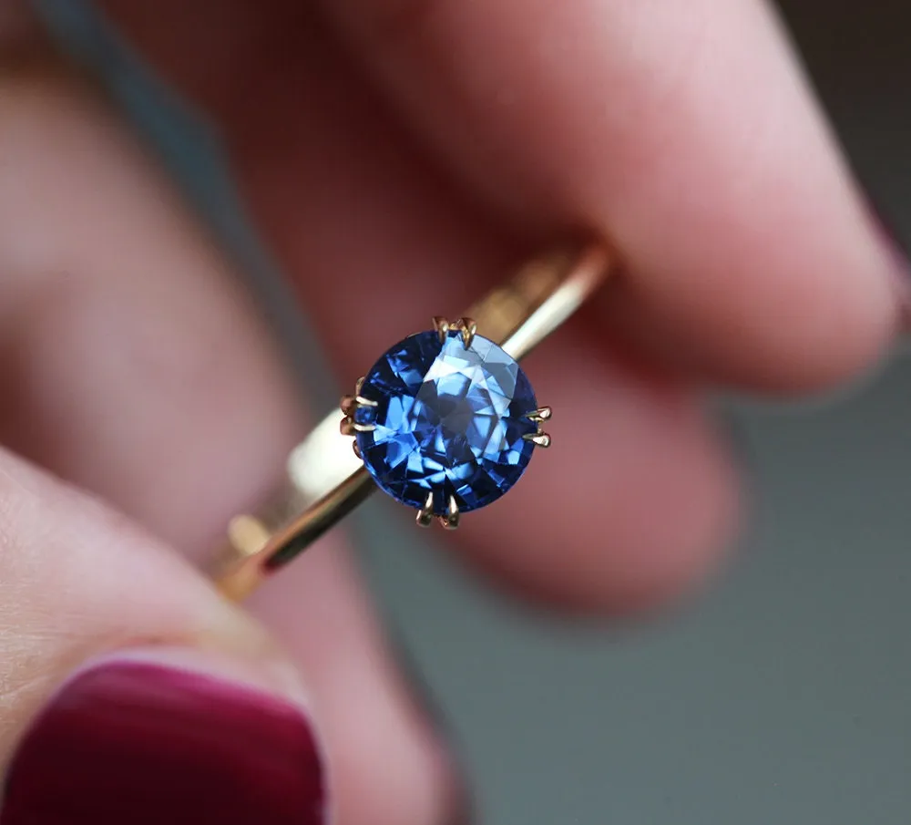 Selena Round Blue Sapphire Ring