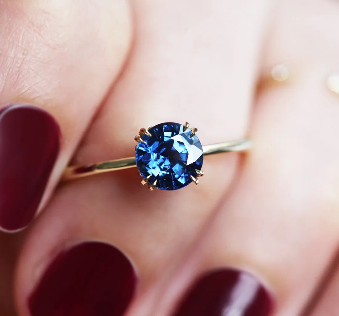 Selena Round Blue Sapphire Ring