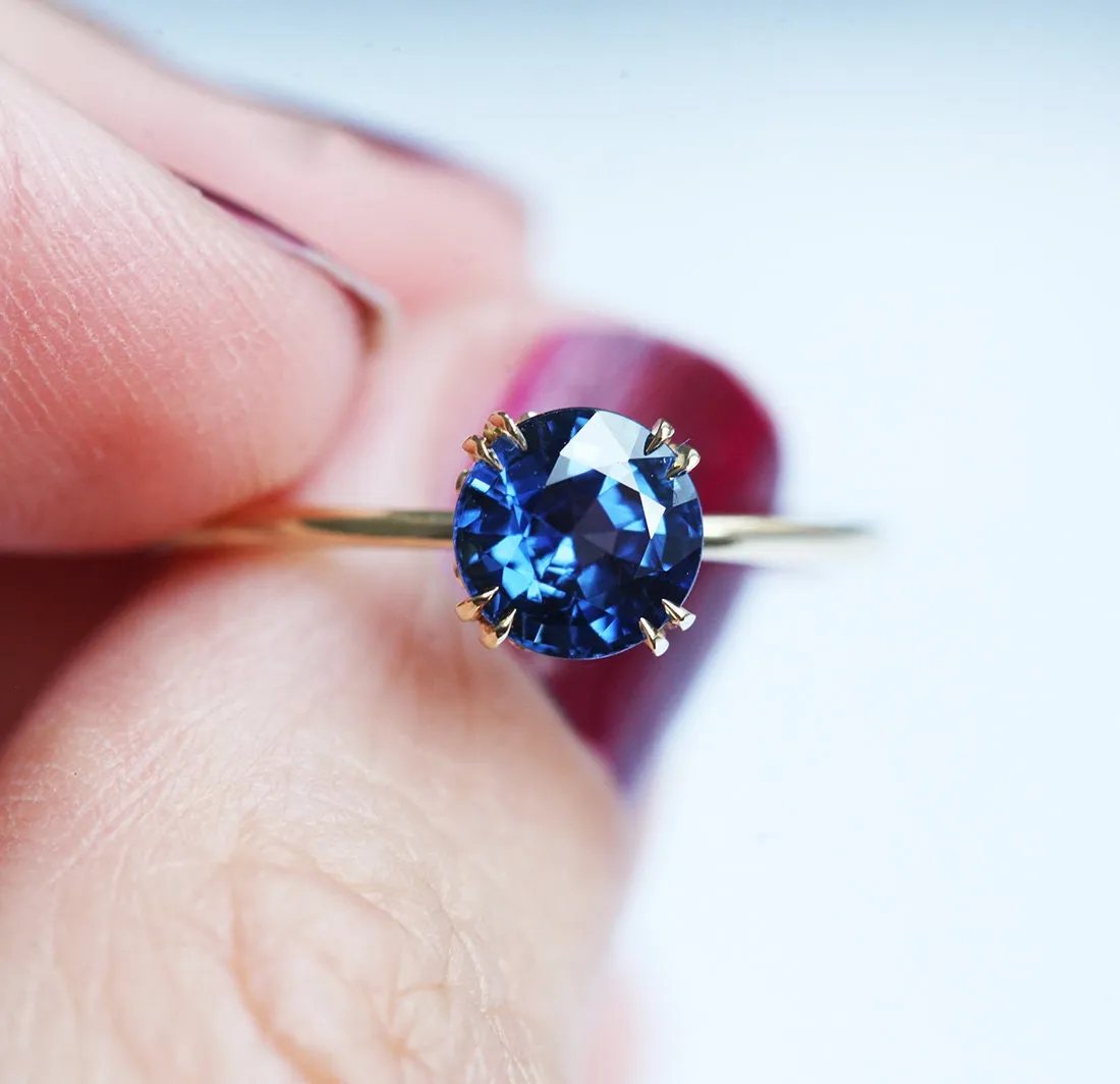 Selena Round Blue Sapphire Ring