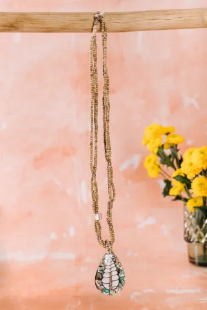 Shell Necklace with Pendant - Brown (NCK 009)