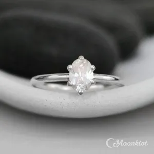 Silver Oval White Sapphire Solitaire Engagement Ring | Moonkist Designs