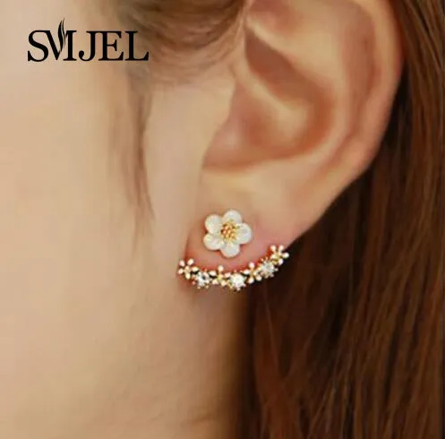 SMJEL 2017 Fashion Jewelry Cute Cherry Blossoms Flower Stud Earrings for Women Several Peach Blossoms Earrings  S129