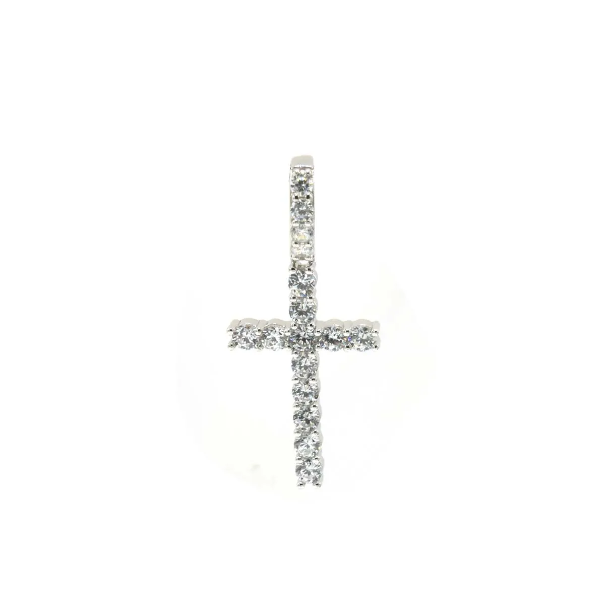STPM 395, Men and Women S925 Sterling Silver Icy Bling Bling Cross Pendant-Gold or Silver color