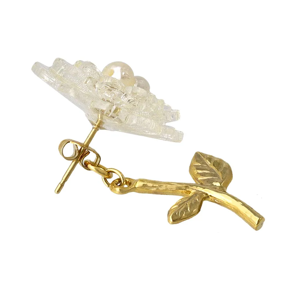 Translucent Marigold Flower Front Back Earrings