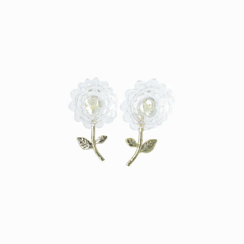 Translucent Marigold Flower Front Back Earrings