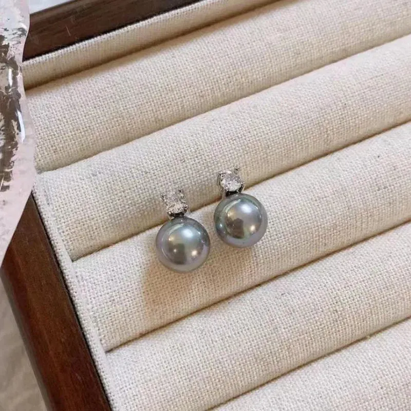 VAIGE Elegant Round Pearl Stud Earrings in Copper Alloy for Everyday Chic Accessory