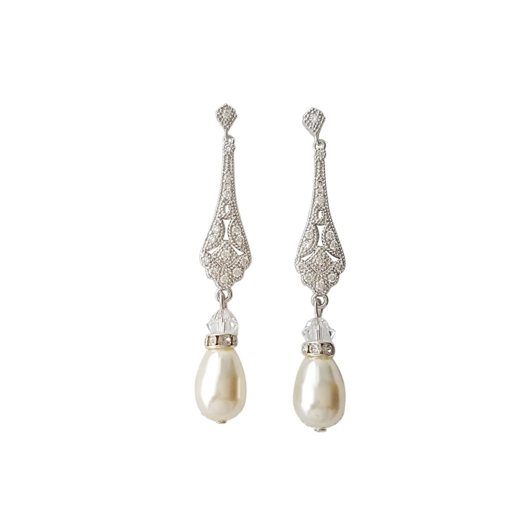 Vintage Style Rose Gold Bridal Earrings-Lisa